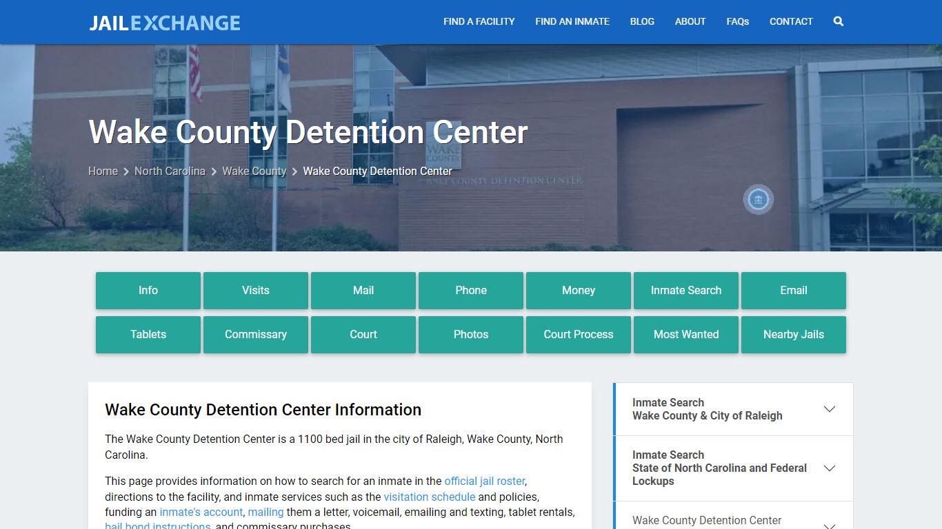 Wake County Detention Center, NC Inmate Search, Information - Jail Exchange